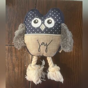 Ellen Degeneres Dog Plush Navy Blue and Beige Owl Rope Toy